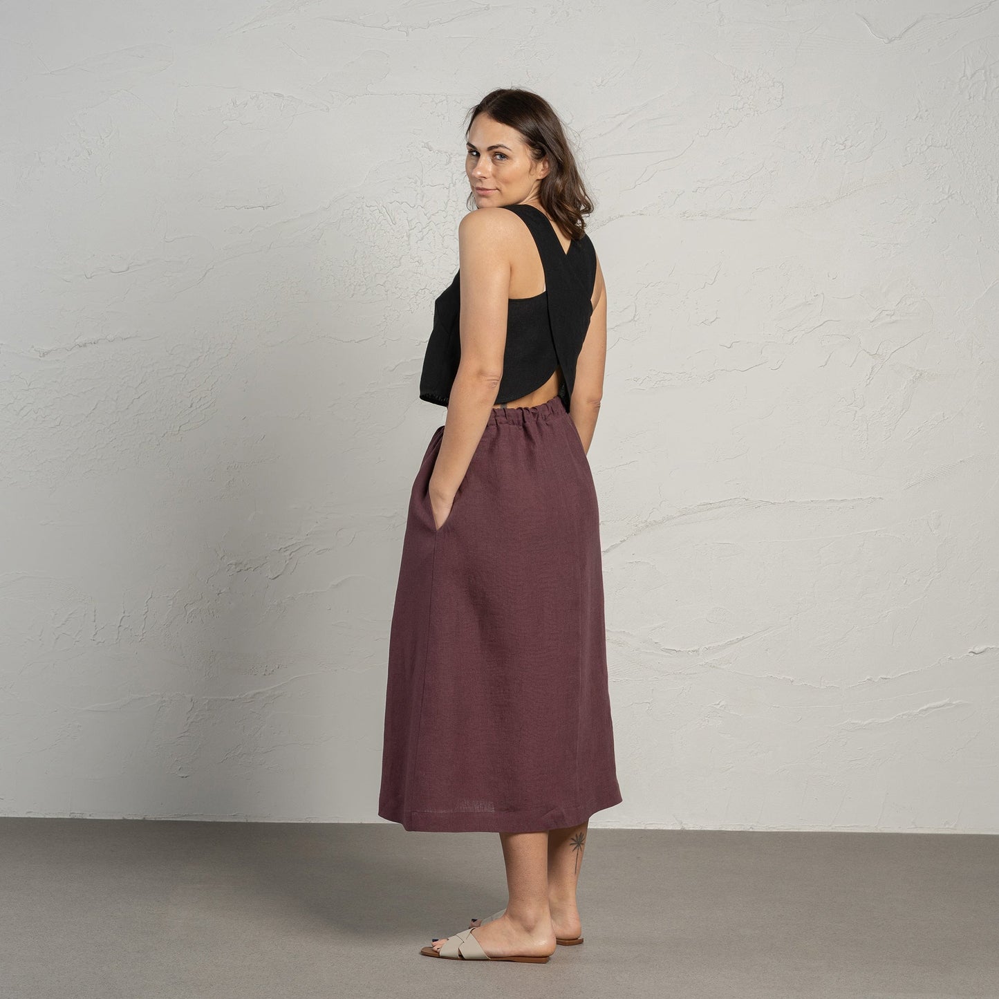 Cross Back Linen Top Serena