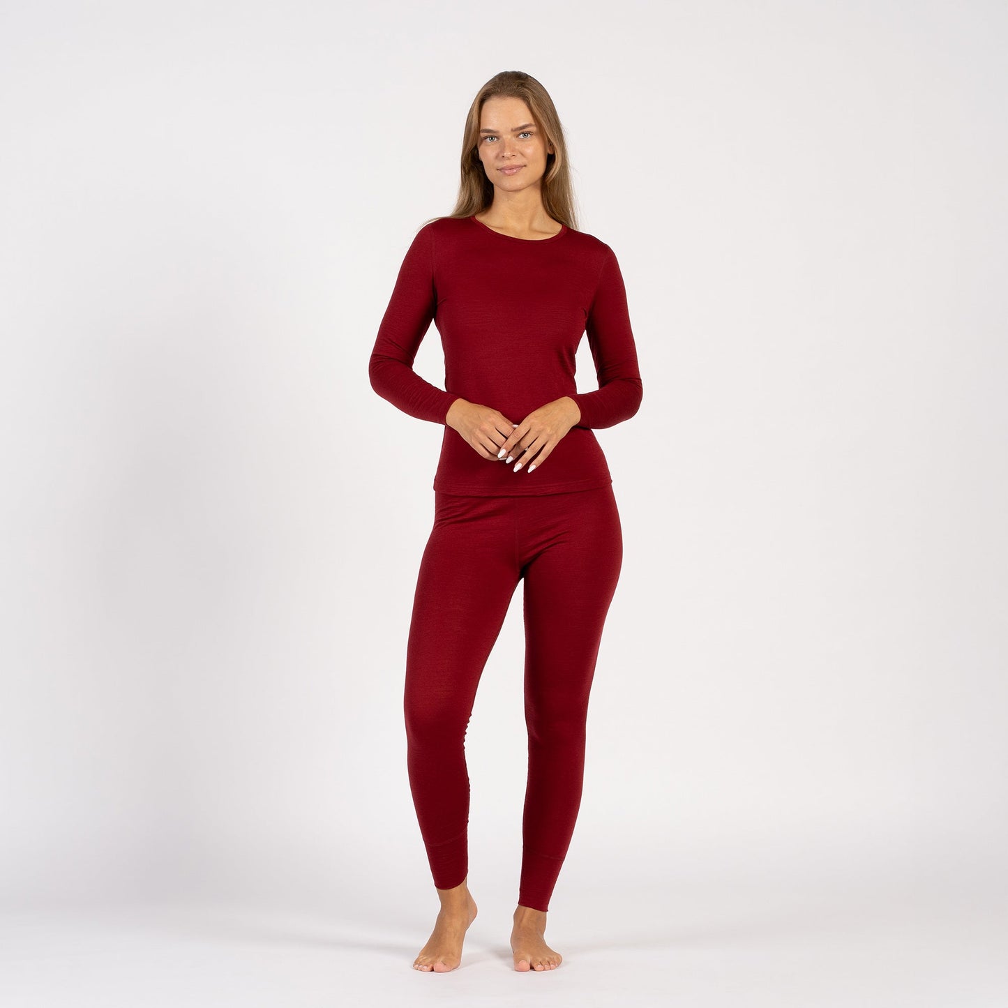 100% Merino Lightweight Base Layer Set Royal Cherry