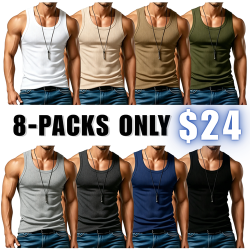 Men’s Wide-Strap Ribbed Tank Top – Comfortable, Stylish & Perfect for Everyday Wear