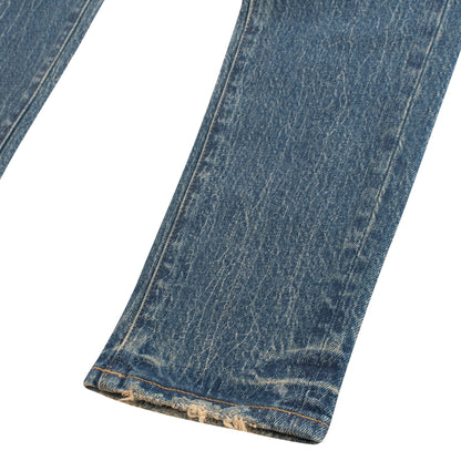 Crackle Coated Denim | Mid Indigo