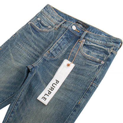 Crackle Coated Denim | Mid Indigo
