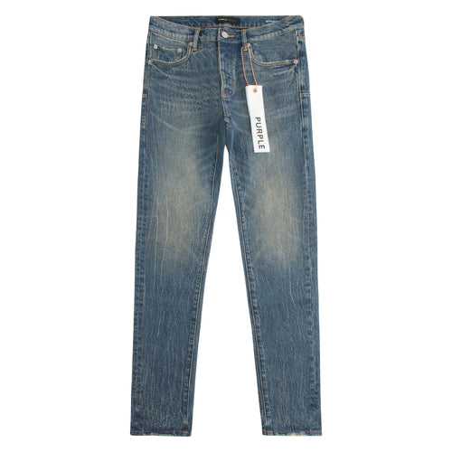 Crackle Coated Denim | Mid Indigo