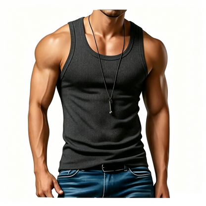 Men’s Wide-Strap Ribbed Tank Top – Comfortable, Stylish & Perfect for Everyday Wear