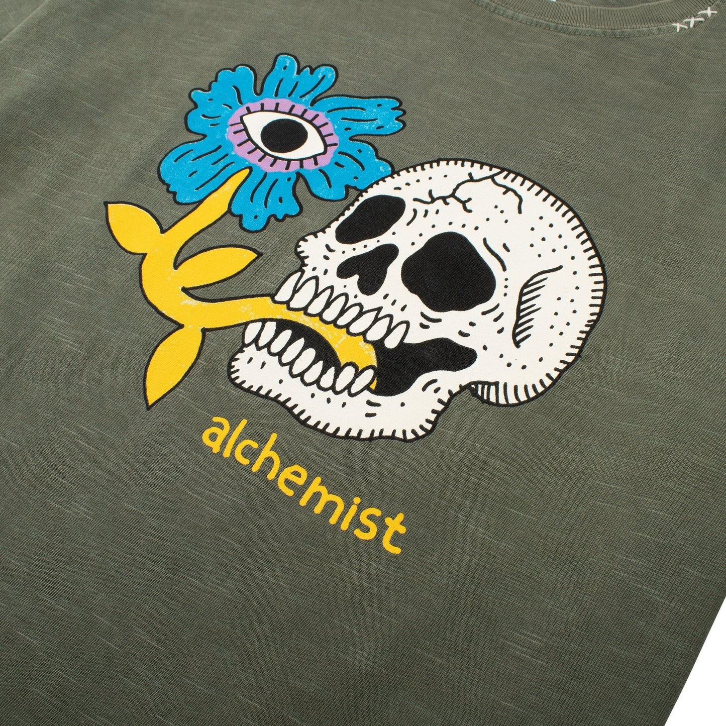 Floral Skull Tee | Defender Green