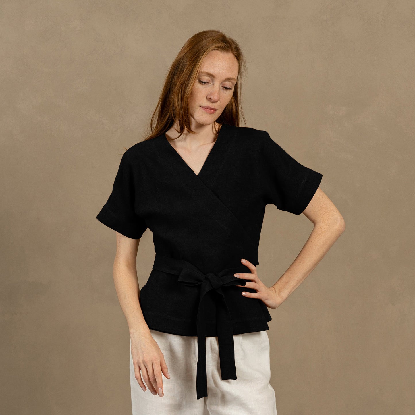 Linen Wrap Blouse Lila